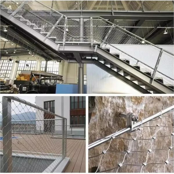 304 Stainless Steel Wire Flexible Cable Rope X-Type Infill Rope Mesh Balustrade Protective Net for Handrail/Railing/Staircase/Balcony/Garden/Decorative Building