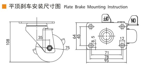EDL Industrial Casters 3inch 150kg Plate TPA by Rigid, Swivel and Brake type