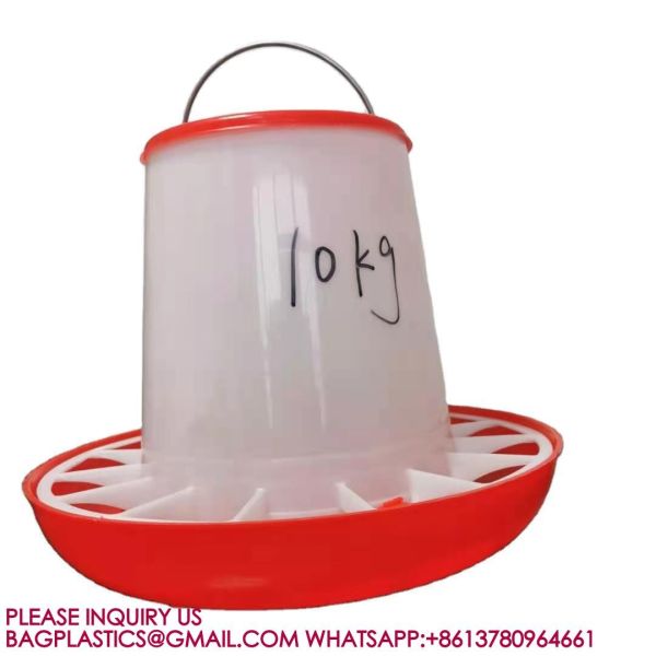 Plastic Poultry Feeder Pan Bucket Water Drinker Farm Equipment Auto 10kg Chicken Feeder