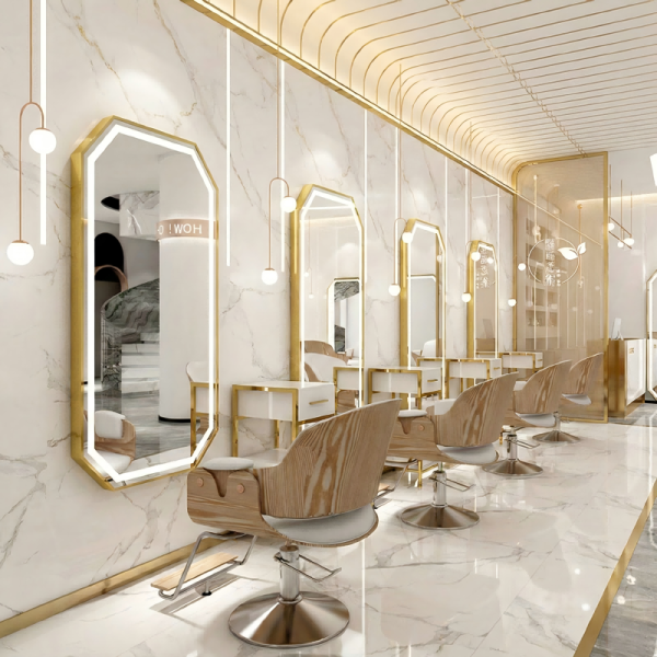 Modern Italian LED Aluminum Octagonal Mirror Full Length Wall Mounted Lighted Vanity Mirror for Luxury Hair Salon & Home Decor