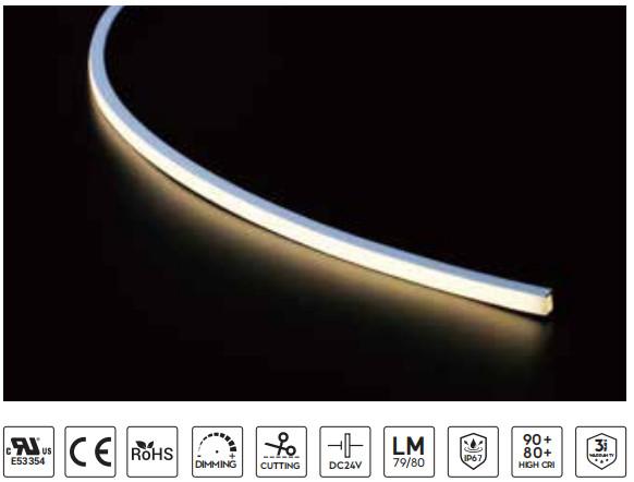 24V haut de la courbe LED bande néon intérieure extérieure LED néon flexible IP67 étanche au sel