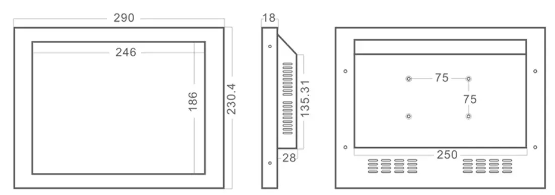 Nits монитора 300 открытой рамки 12 дюймов промышленные с Resisitive 1024x768 IPS