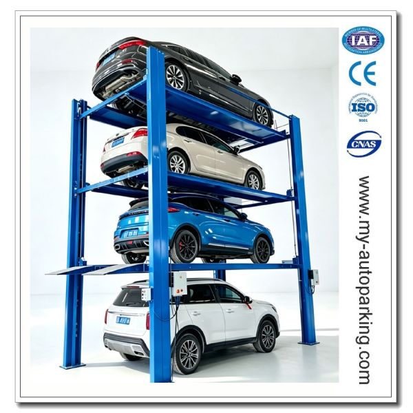 Residential 4 Car Stacked Parking Lift | 4 Level Home Garage Vehicle Storage System