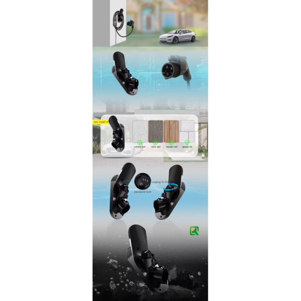 Password Lock Type 1 EV Charger Holster J1772 Connector Socket For AC Plug Holder Gun Accessories