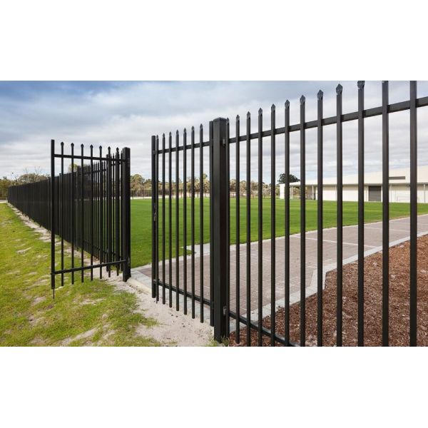 Flat top galvanized steel tubular metal fence panel