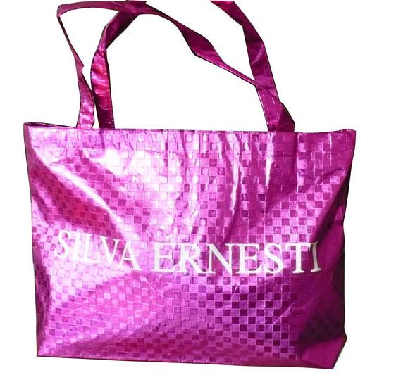 Charming 75g Square Veins Shining Coated Non Woven Carrier Bags With Zipper Closure