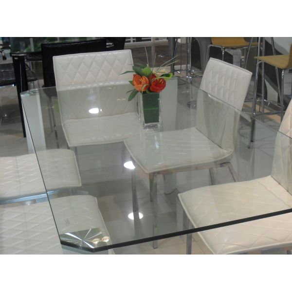 Rectangle Glass Top Table Desk , Thick Glass Table Transparent