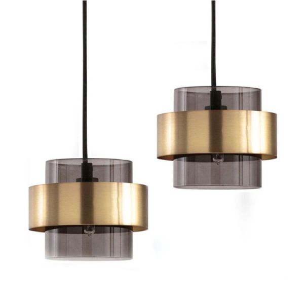 Lámpara colgante de vidrio dorado de diseño moderno para comedor, sala de estar, interior, hierro