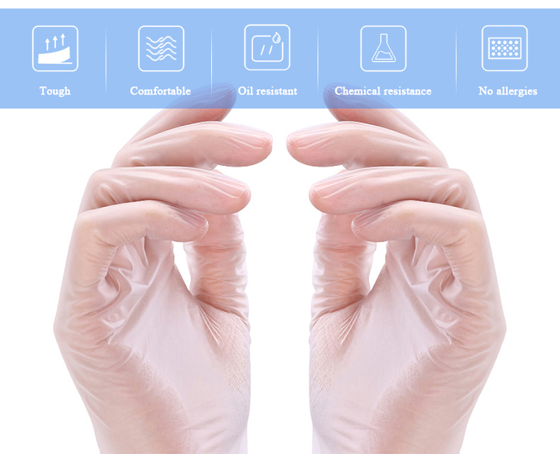 Medical Grade Powder Free Vinyl Exam Gloves Puncture Resistant 5 Mil Vinyl Gloves Durable