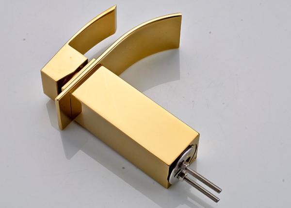 Golden Waterfall Spout Bathroom Sink Faucet ROVATE Single Handle Classic Style