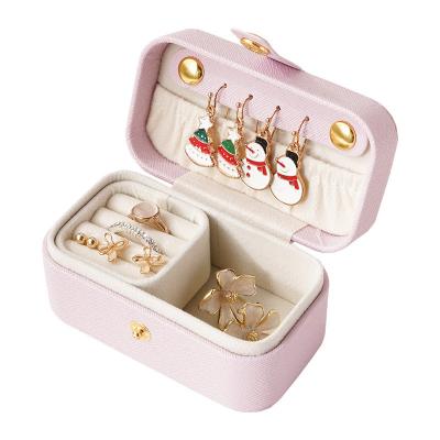 Boîte d'organisation de bijoux rose pour la commodité de voyage en matériau PU