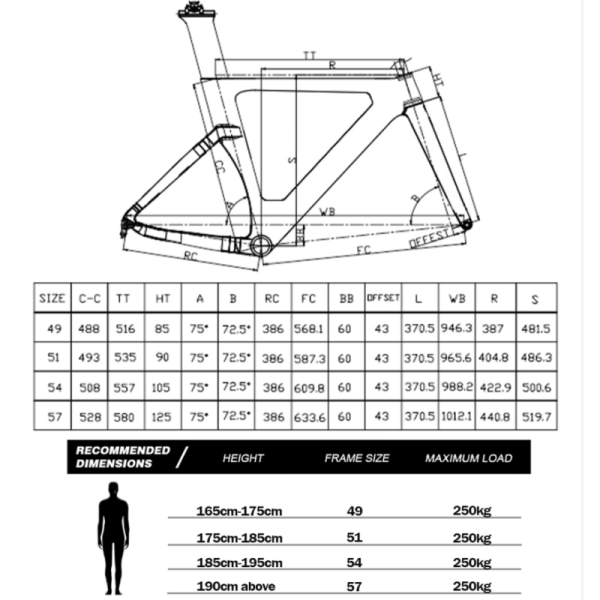 Aero Carbon Fiber Fat Bike Frame Racing 700C Carbon Fiber Track Bike Frame