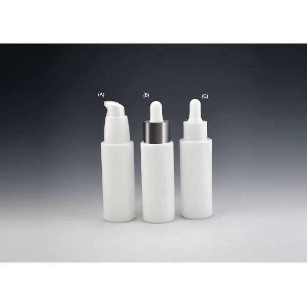 BG-194Q-30, 1oz cylindrical opal white cosmetics glass bottle, opaque glass bottle for face serum, glass bottles factory