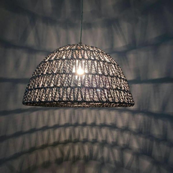 Woolen Yarn String Lamp Shade Bowl Shaped Woven Vintage Hanging