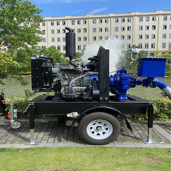 Sewage Mobile Water Pump Maximum Self Suction 8m Centrifugal Pumping System Diesel Motor Pump