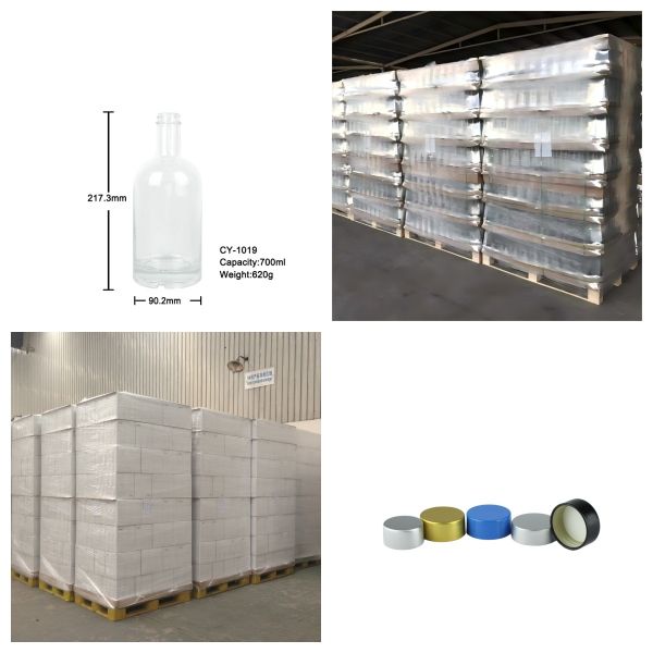 700ml Flint Empty Glass Liquor Bottles Screw Top For Rum 620g CY-1019