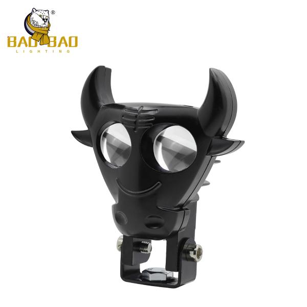 Black Bull Horn Cartão animado Branco Amarelo Motocicleta Spotlight lâmpada LED Acessórios