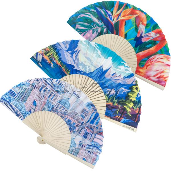 Customized 23 cm Wooden Hand Fan with Spanish Printed Model Pattern Colourful Painted Wedding Favors Bulk Abanico De Mano