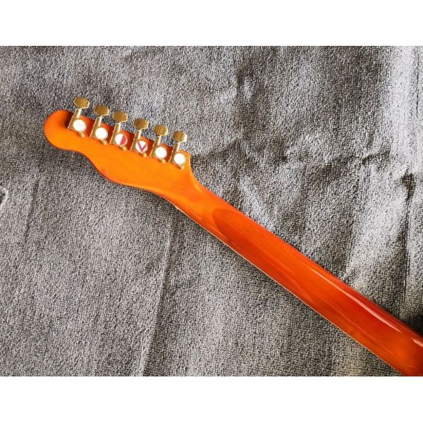 Custom orange TL hollow body f hole ebony fingerboard gold bridge electric guitar musical instrument shop