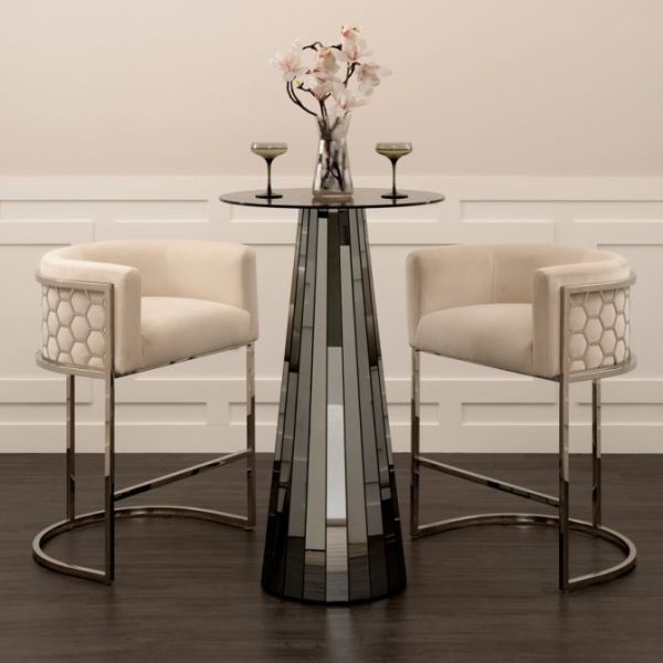 Modern Mirrored Circle Glass Coffee Table For Contemporary Living Room 64x64