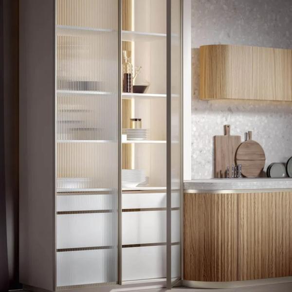 Free Design Modern Kitchen Cabinet With Glass Door Natural Oak Wood Matt Lacquer Kitchen Cabinet