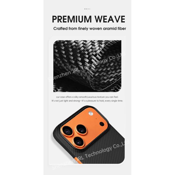 600D Pattern Customized Aramid Carbon Fiber Mobile Cover for iPhone 17 Pro Max