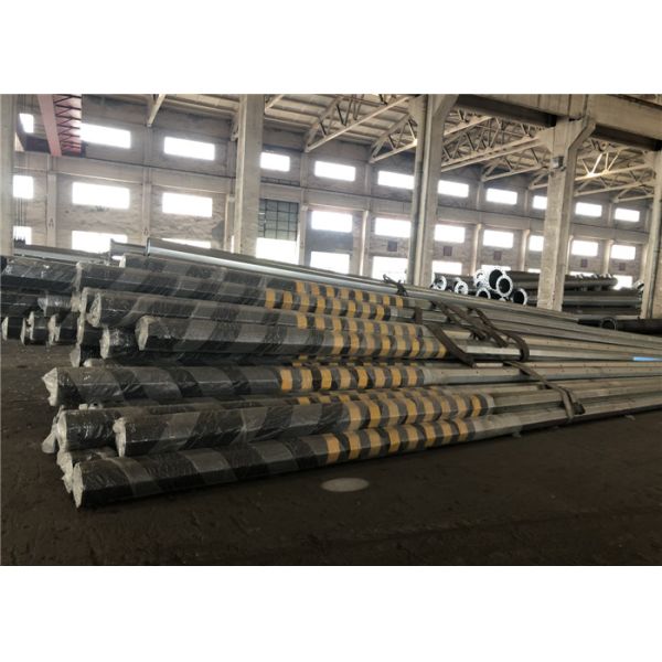 Q345 10KV Electric Transmission  Galvanized Steel Pole With Climbing Rung