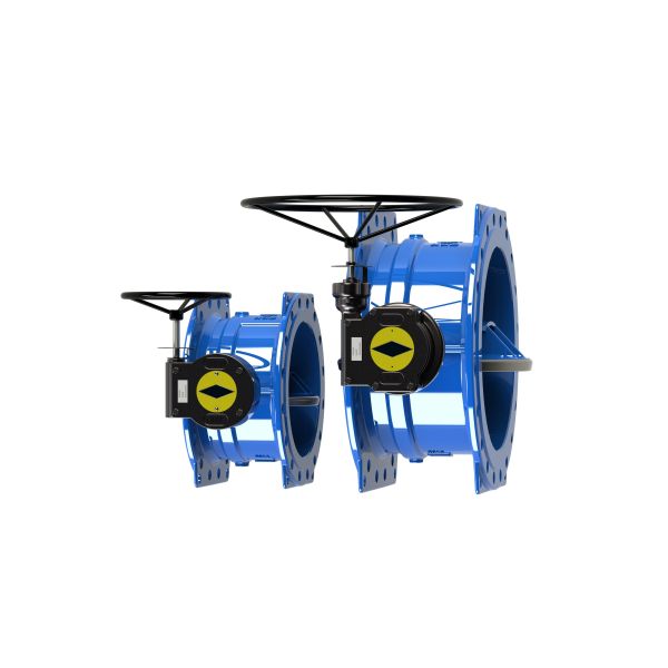 Blue RAL5010 Double Eccentric Butterfly Valve Wore Gear Operated
