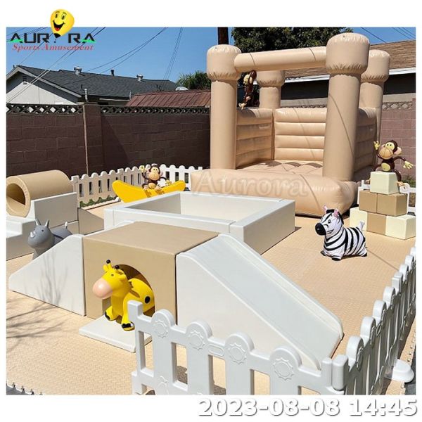 Beige Inflatable Soft Play Equipment Cheap Indoor Playground Soft Play Bounce House