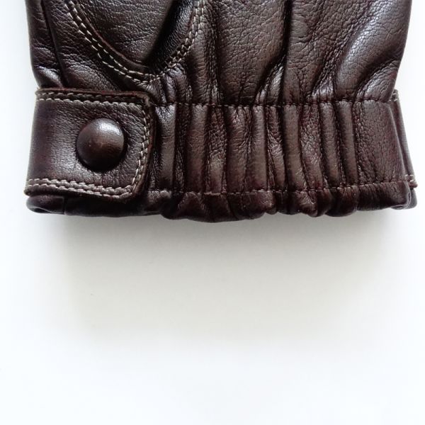 Customized Elastic Cuff Mens Wool Lined Leather Gloves Sheepskin Men Leather Gloves