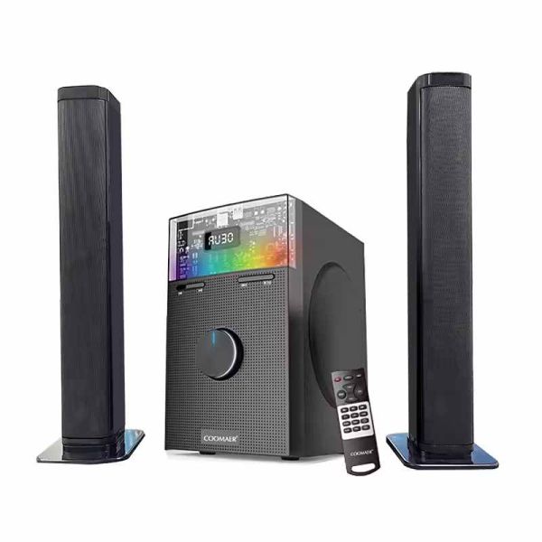 USB/SD/FM/BT/Remote Control Speaker Active Surround Audio Subwoofer with LED Light and Wood Design