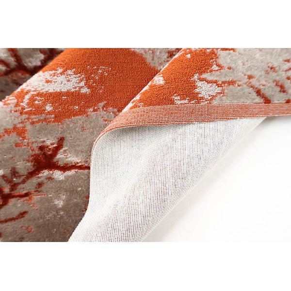 French Neoclassical Style Orange-Red Artistic Tree Jacquard Velvet Fabric For Sofa