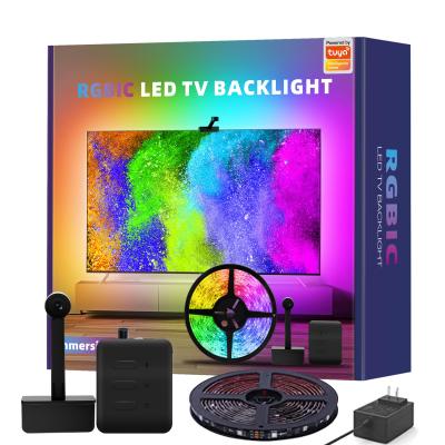 Controle de voz Tuya Smart WiFi Ambiente RGB Luz de fundo para TV de 40 a 65 polegadas