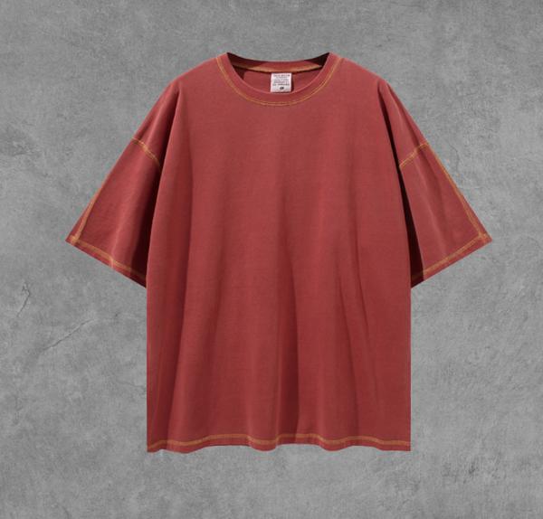 Custom Contrast Stitch Thread Blank T Shirts Short Sleeves 2XL No Label