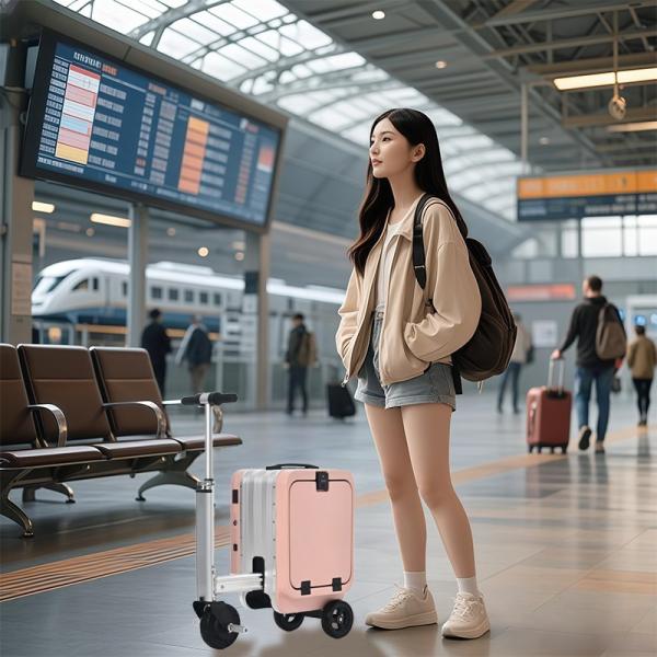 20 Inch Ride-On Cabin Luggage in Silver / Pink / Orange / Gray