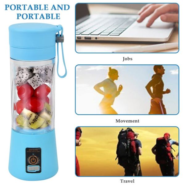 Silicone PC Electric Mini Ice Bottle Blender Home USB 2/4/6 Blades Juicer Cup Machine