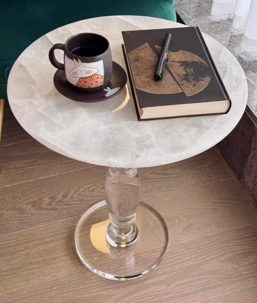 Mesa de mármol natural Blanco Crisyallo de Brasil, minimalista, resistente a los arañazos, blanco