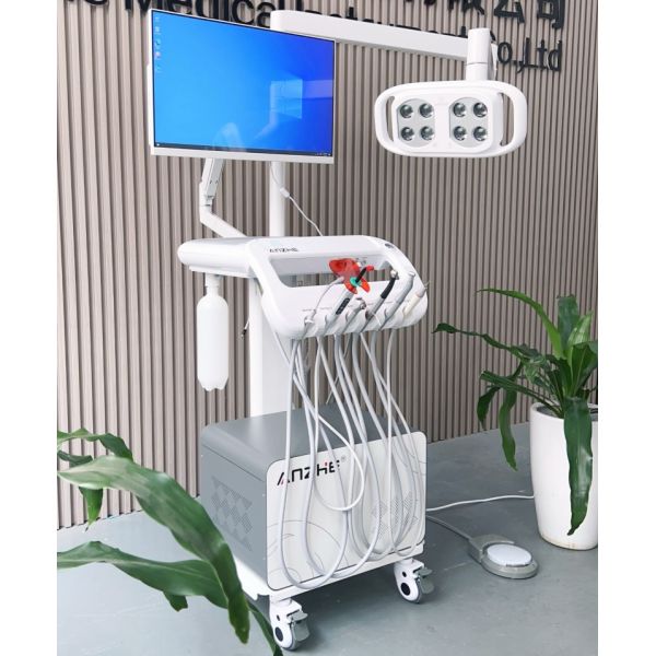 Dental Clinic Dental Trolley With PC And Oral Camera Unique Mobile Dental Unit With Lamp