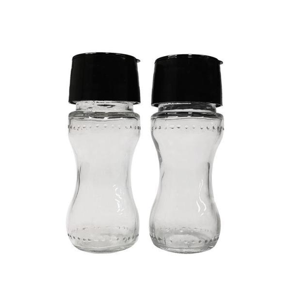 Black Glass Jar 110mm 94g 60ml Plastic Salt Grinder