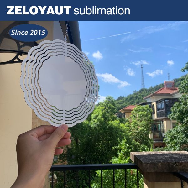 ZELOYAUT Wholesale Sublimation Blanks Hot Sales Aluminium Sublimation Wind Spinners 3/8/10 Inch Metal Crafts Outdoor Ornaments