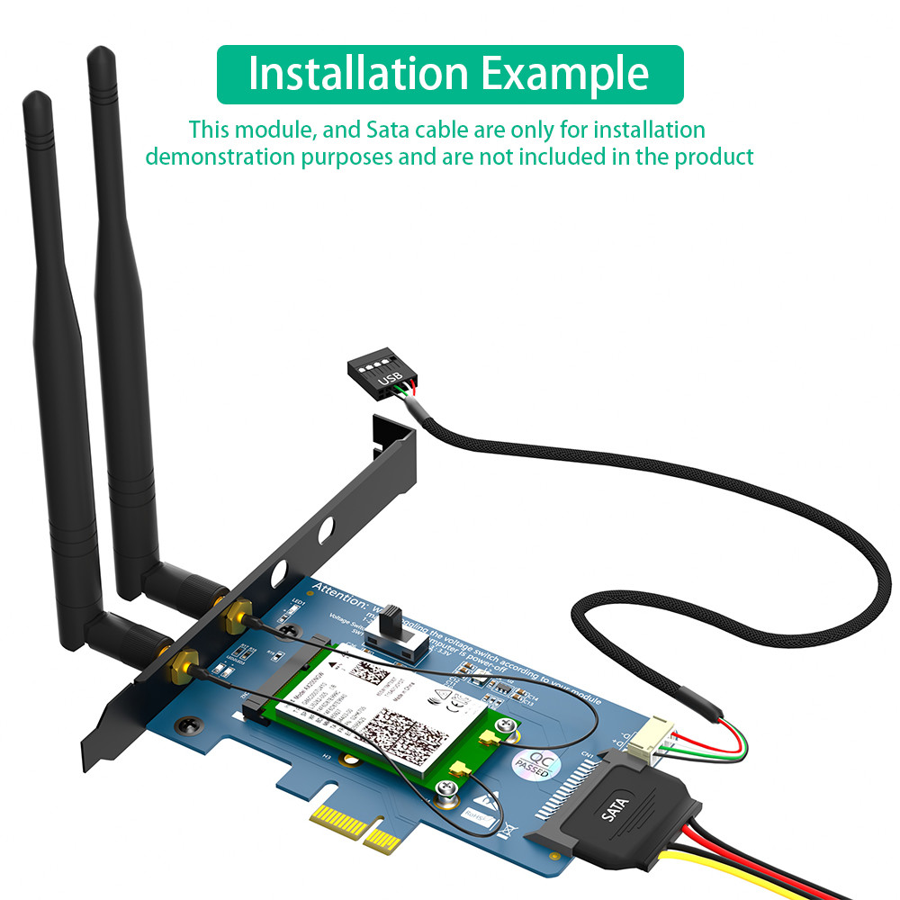 Mini PCI-E PCI Express в PCI-E 1x адаптер для Wi-Fi и 3G-4G-LTE карт