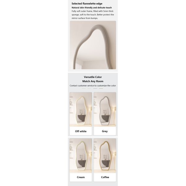 Makeup Flannelette Full Length Floor Mirror Curved Irregular Shape