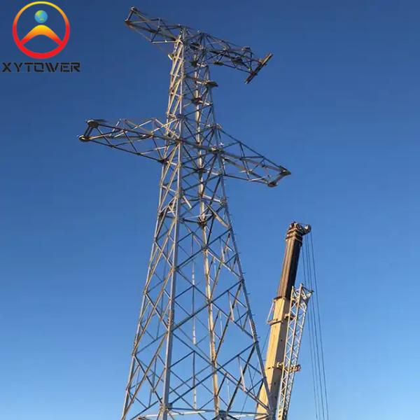 Galvanized Q235/Q355 Angle Steel Single Circuit Lattice Electrical Transmission Pylon Tower