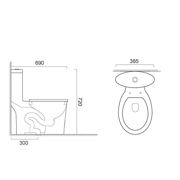 Compact Single Piece Toilets UF Dual Flush WC 385x690x720mm OR82103