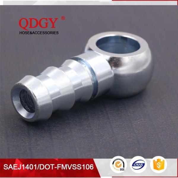 steel material 14mm single fule banjo hole to a male barb outlet brake hose fitting with Galanized plated coating