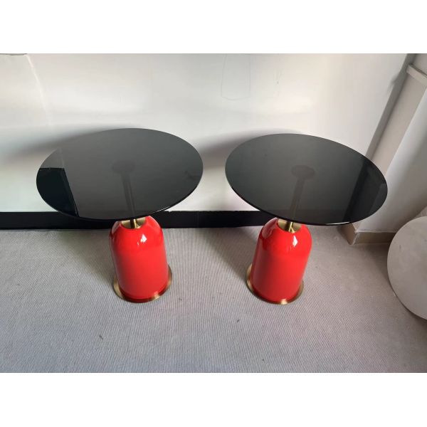 Fiberglass Painted Base Hotel Coffee Table Round Metal Corner Couch Side Table