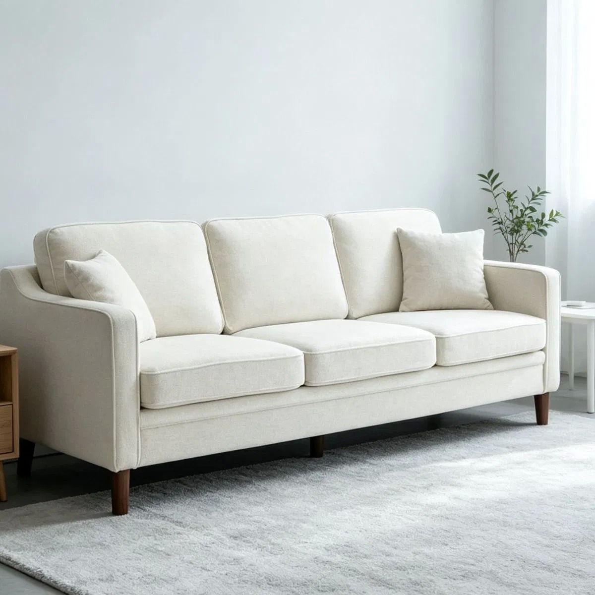 Breathable Fabric Three Seater Sofa for Household Living Room All Season Comfort Application