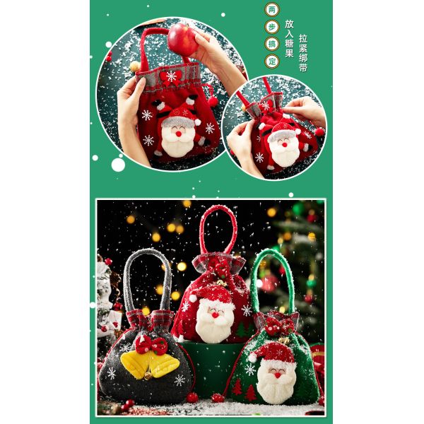 3D Snowman Doll Bag with Santa Elk Handle OEM/ODM Acceptable Christmas Candy Bag