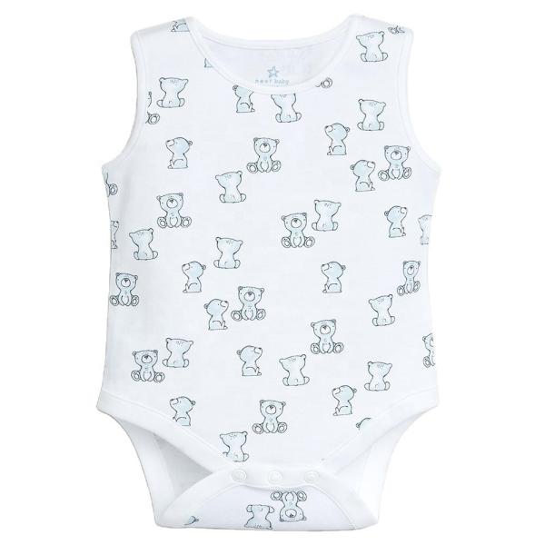 Unisex 100% Cotton Custom Printing Solid Color Sleeveless Baby Summer Rompers Baby Rompers