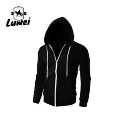 Custom Drawstring Gym Manga longa Homens Camisa simples de tamanho superior Pulôver Slim Fit Peso leve Zip-up Hoodie desportivo
